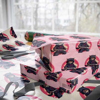 Japanese Ninja Cat Wrapping Paper Roll Ancient Japan Warrior Samurai Tattoo Kawaii Vintage