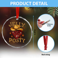 Jelly Posty Cowboy Bandana Crystal Glass Ornament Funny Country Western Rodeo - Wonder Print Shop
