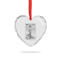 Jesus and St Mary Magdalene At The Cross Heart Crystal Glass Ornament Vintage Catholic Lent