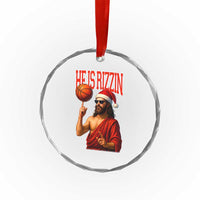 Jesus Basketball Christmas Crystal Glass Ornament He Is Rizzin TS14
