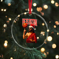 Jesus Basketball Christmas Crystal Glass Ornament He Is Rizzin TS14