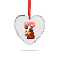 Jesus Basketball Christmas Heart Crystal Glass Ornament He Is Rizzin - Wonder Print Shop