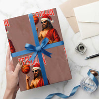 Jesus Basketball Christmas Wrapping Paper Roll He Is Rizzin - Wonder Print Shop