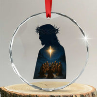 Jesus Christian Christmas Crystal Glass Ornament Christian Saints Praying Under The Star of Bethlehem - Wonder Print Shop