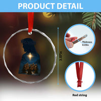 Jesus Christian Christmas Crystal Glass Ornament Christian Saints Praying Under The Star of Bethlehem - Wonder Print Shop