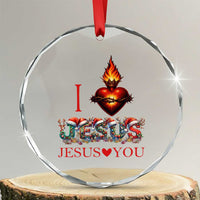 Jesus Christian Christmas Crystal Glass Ornament Cross Bible Verse Faith Love TS14