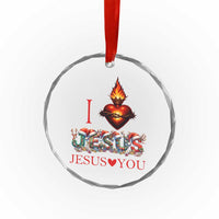 Jesus Christian Christmas Crystal Glass Ornament Cross Bible Verse Faith Love - Wonder Print Shop