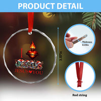 Jesus Christian Christmas Crystal Glass Ornament Cross Bible Verse Faith Love TS14