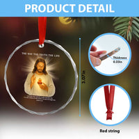 Jesus Christian Christmas Crystal Glass Ornament Cross Bible Verse Inspirational TS14