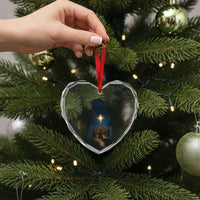 Jesus Christian Christmas Heart Crystal Glass Ornament Christian Saints Praying Under The Star of Bethlehem - Wonder Print Shop