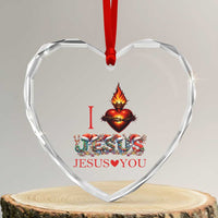 Jesus Christian Christmas Heart Crystal Glass Ornament Cross Bible Verse Faith Love - Wonder Print Shop