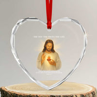 Jesus Christian Christmas Heart Crystal Glass Ornament Cross Bible Verse Inspirational - Wonder Print Shop