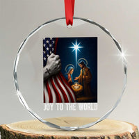 Jesus Christian Crystal Glass Ornament American Flag Joy To The World Christmas TS14