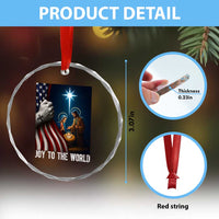 Jesus Christian Crystal Glass Ornament American Flag Joy To The World Christmas TS14