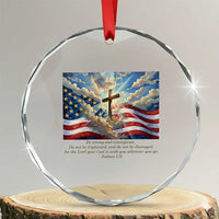 Jesus Christian Crystal Glass Ornament American Flag Religious Cross Bible Verse Faith Inspirational TS14