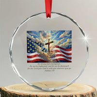 Jesus Christian Crystal Glass Ornament American Flag Religious Cross Bible Verse Faith Inspirational - Wonder Print Shop