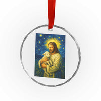 Jesus Christian Crystal Glass Ornament Hug Lamb Starry Night Van Gogh - Wonder Print Shop
