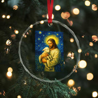 Jesus Christian Crystal Glass Ornament Hug Lamb Starry Night Van Gogh TS14