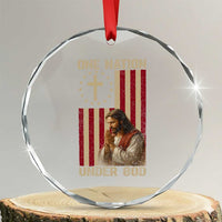 Jesus Christian Crystal Glass Ornament One Nation Under God TS14