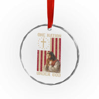 Jesus Christian Crystal Glass Ornament One Nation Under God - Wonder Print Shop