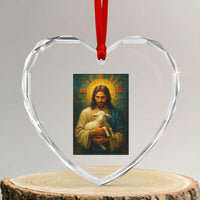 Jesus Christian Heart Crystal Glass Ornament Hug Lamb Faith Easter - Wonder Print Shop