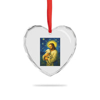 Jesus Christian Heart Crystal Glass Ornament Hug Lamb Starry Night Van Gogh - Wonder Print Shop