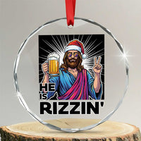 Jesus Christmas Crystal Glass Ornament Funny Drinking Beer Xmas Holiday TS14