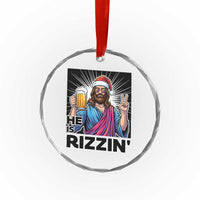 Jesus Christmas Crystal Glass Ornament Funny Drinking Beer Xmas Holiday TS14