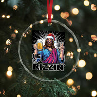 Jesus Christmas Crystal Glass Ornament Funny Drinking Beer Xmas Holiday TS14
