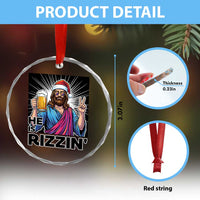 Jesus Christmas Crystal Glass Ornament Funny Drinking Beer Xmas Holiday TS14