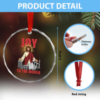 Jesus Christmas Crystal Glass Ornament Joy To The World Christian TS14