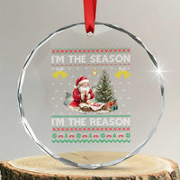 Jesus Christmas Crystal Glass Ornament Santa With Jesus Baby Reason Xmas TS14