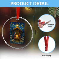 Jesus Christmas Crystal Glass Ornament Starry Night Nativity Scene Xmas TS14