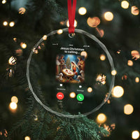 Jesus Christmas Crystal Glass Ornament Video Call Nativity Scene Funny Christian Xmas TS14