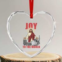 Jesus Christmas Heart Crystal Glass Ornament Joy To The World Christian - Wonder Print Shop