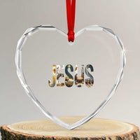 Jesus Christmas Heart Crystal Glass Ornament Nativity Holy Night Christian Faith - Wonder Print Shop