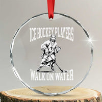Jesus Ice Hockey Players Walk On Water Crystal Glass Ornament Funny Christian Gift - Wonder Print Shop