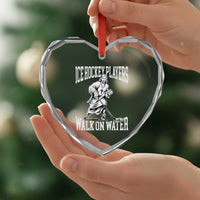 Jesus Ice Hockey Players Walk On Water Heart Crystal Glass Ornament Funny Christian Gift - Wonder Print Shop