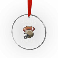 Jesus Is My Savior Football Is My Therapy Crystal Glass Ornament Christian Football Lover - Wonder Print Shop