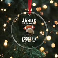 Jesus Is My Savior Football Is My Therapy Crystal Glass Ornament Christian Football Lover TS12
