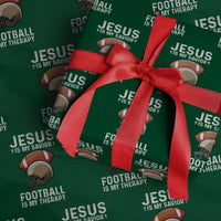 Jesus Is My Savior Football Is My Therapy Wrapping Paper Roll Christian Football Lover - Wonder Print Shop