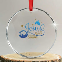 Jesus Is The Reason For The Season Crystal Glass Ornament Nativity Scene TS11
