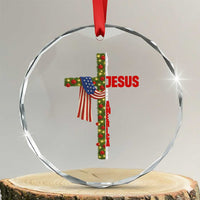 Jesus Patriotic Christmas Crystal Glass Ornament Loves Jesus And America Too TS14