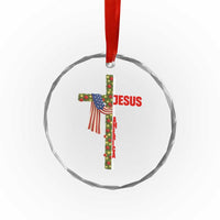 Jesus Patriotic Christmas Crystal Glass Ornament Loves Jesus And America Too - Wonder Print Shop