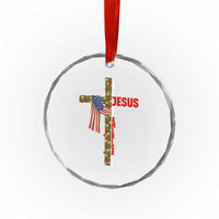 Jesus Patriotic Christmas Crystal Glass Ornament Loves Jesus And America Too TS14