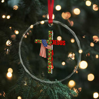 Jesus Patriotic Christmas Crystal Glass Ornament Loves Jesus And America Too - Wonder Print Shop
