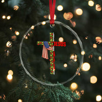Jesus Patriotic Christmas Crystal Glass Ornament Loves Jesus And America Too TS14
