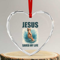 Jesus Saved My Life Heart Crystal Glass Ornament Christian Bible Verse - Wonder Print Shop