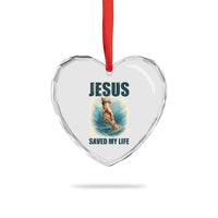 Jesus Saved My Life Heart Crystal Glass Ornament Christian Bible Verse - Wonder Print Shop