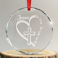 Jesus The Way The Truth The Life Crystal Glass Ornament Christian Cross With Heart - Wonder Print Shop